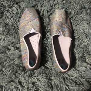 TOMS Sparkly Rainbow Slip Ons